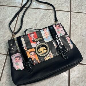 SOLD Vintage Y2K Official Betty Boop Leather Rhinestone Messenger Bag